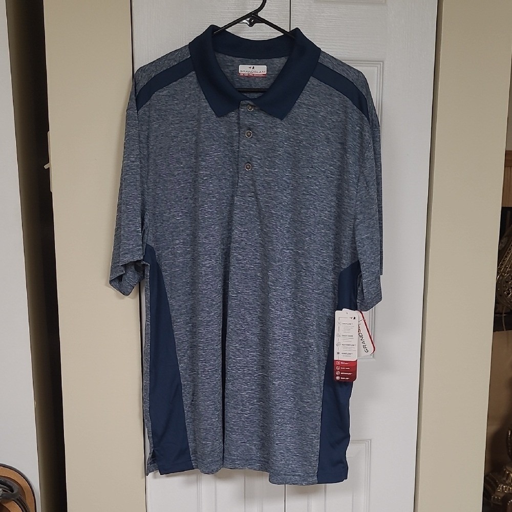 Grand Slam Heathered Navy Polo‎ Shirt Size XXL Gifting Idea